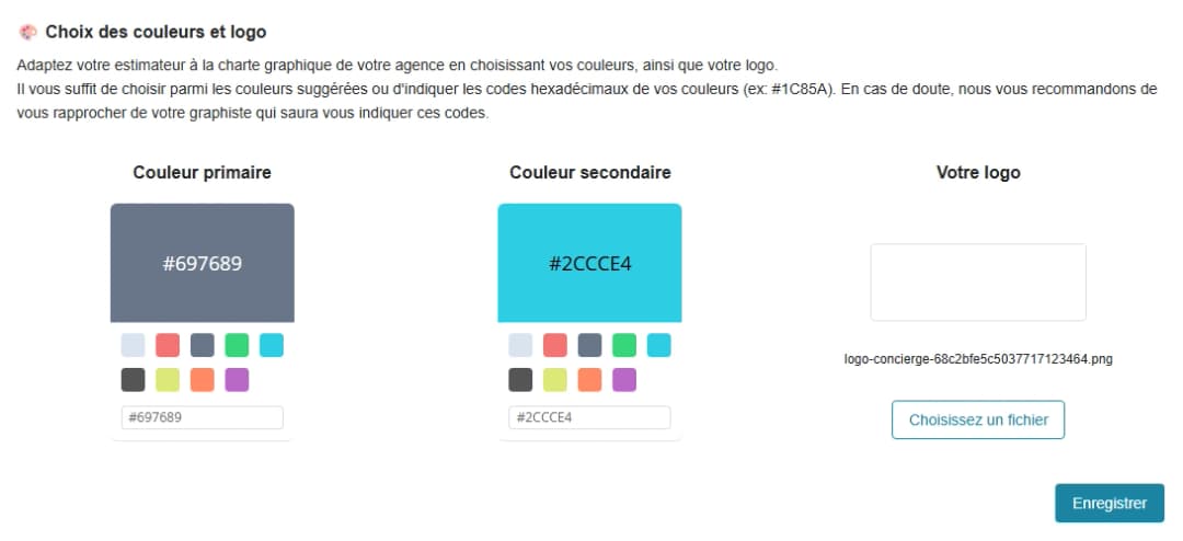 Personnalisation couleurs et logo